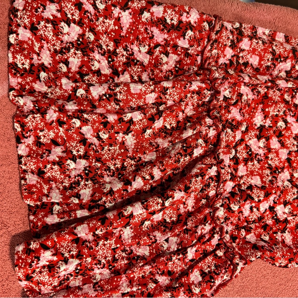 Red Floral Spaghetti-Strap Jumpsuit - Picture 10 of 12